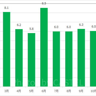 ディズニーシー・トランジットスチーマーライン（メディテレーニアンハーバー）の月別平均待ち時間