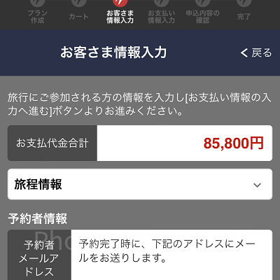お客さま情報の入力（JAL）