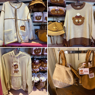 フェイクムートンジャケット、長袖ニット、パーカー、きんちゃくトートバッグ