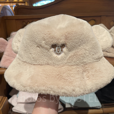 ミッキー耳付きふわふわバケットハット（ベージュ）