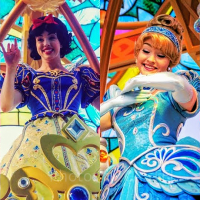 左からラプンツェル・白雪姫・シンデレラ・オーロラ姫