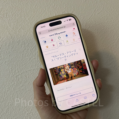 ダッフィーとのグリーティングのホームぺージ画面