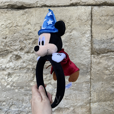 ファンタジアミッキーぬいぐるみ付きカチューシャ（横から）