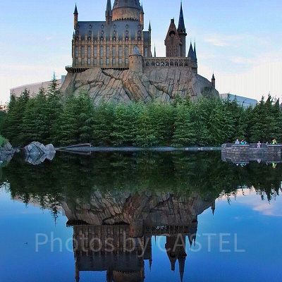 三本の箒テラス席から見たホグワーツ城