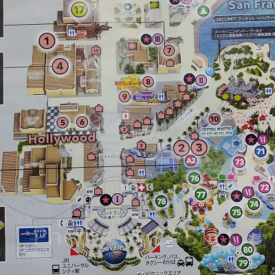ハリウッドエリア／USJスタジオガイド（2021年3月版）