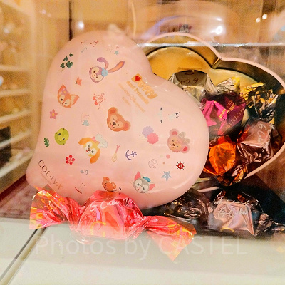 香港ディズニーダッフィー＆フレンズグッズ：【GODIVA】ハート缶入りチョコレート