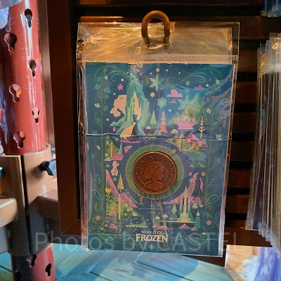 香港ディズニーアナ雪グッズ：コイン型ピンバッジ（台紙付）