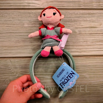 香港ディズニーアナ雪グッズ：アナの刺繍ぬいぐるみカチューシャ