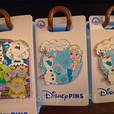 香港ディズニーアナ雪グッズ：オラフ＆エルサのピンバッジ