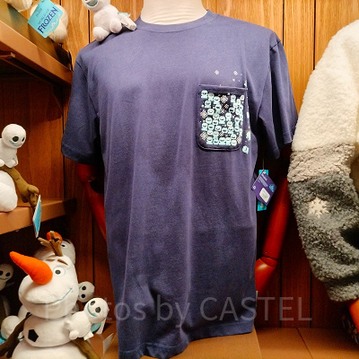 香港ディズニーアナ雪グッズ:ポケット付きTシャツ(ネイビー)