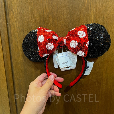 香港ディズニーカチューシャ：ミニーのスパンコールカチューシャ
