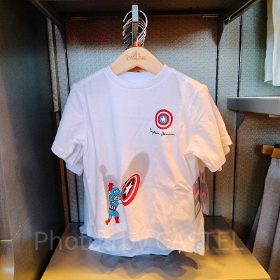 香港ディズニーマーベルグッズ:キャプテンアメリカの白Tシャツ