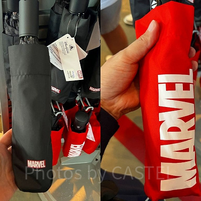 香港ディズニーマーベルグッズ：マーベルの折り畳み傘（黒／赤）