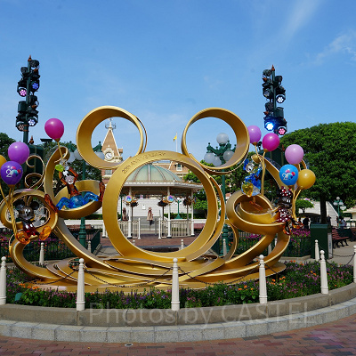 香港ディズニー20周年：メインストリートUSAの装飾