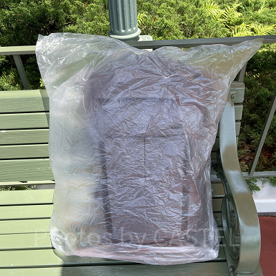 大きめのビニール袋にリュックを入れました