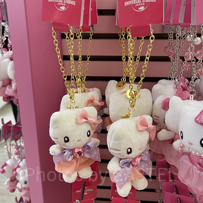 紫ドットリボンのキティマスコットキーチェーン