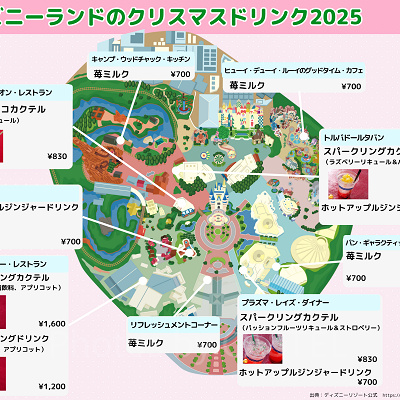 【マップ】ディズニーランドのクリスマスドリンク