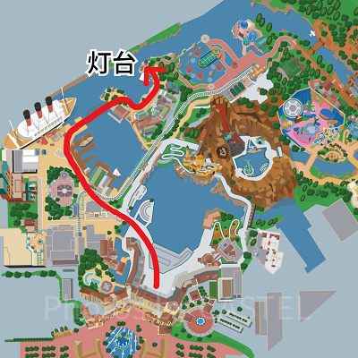 メディテレーニアンハーバーから灯台までの道順