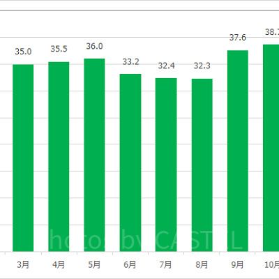 ミッキー＆フレンズ・グリーティングトレイル(ミニー)の1日の待ち時間の推移