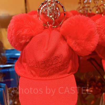 ミッキーポンポンキャップキーチェーン（ピンク）