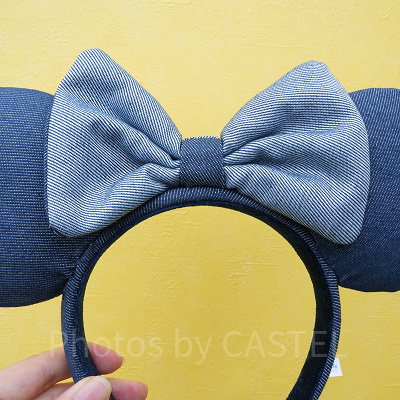 ミニーデニムカチューシャ：リボン