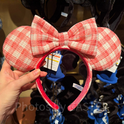 ミニーリボンギンガムチェックカチューシャ（赤）