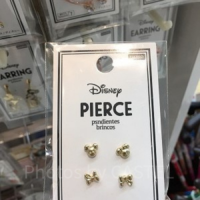 ミニーシェイプ＆リボンピアス（イエロー）