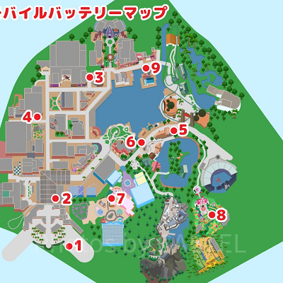 USJ内のモバイルバッテリーMAP(地図)