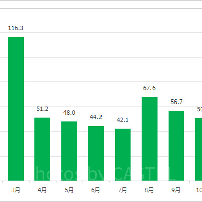レイジング・スピリッツの月別平均待ち時間