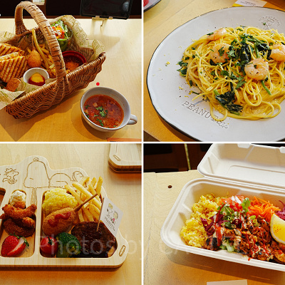 PEANUTS Cafeの食事系メニュー（キッズメニューやテイクアウトメニューもあり）