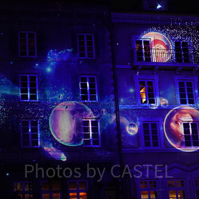 ミッキー広場から見たビリーヴのプロジェクションマッピング