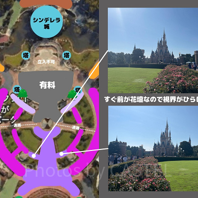 城前プラザ中央のおすすめの鑑賞場所：花壇のすぐ後ろ