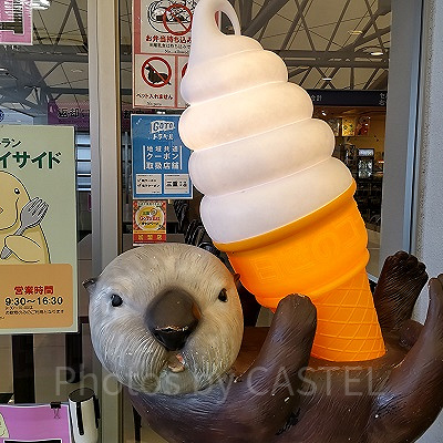 レストラン出入り口のラッコ