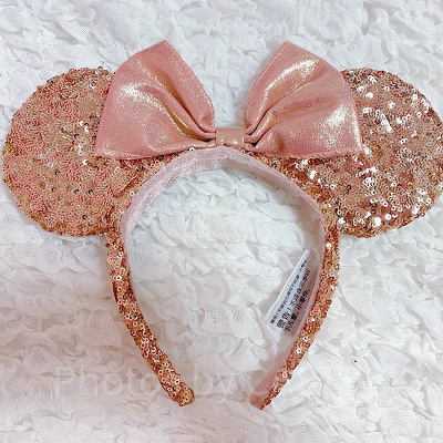 スパンコールカチューシャ　ローズゴールド