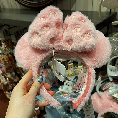 上海ディズニーカチューシャ:リボン付きボアカチューシャ