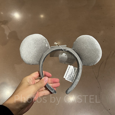 上海ディズニーカチューシャ：パークロゴ付ミッキーカチューシャ（シルバー）