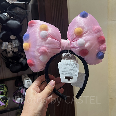 上海ディズニーカチューシャ：ポンポン柄リボンカチューシャ