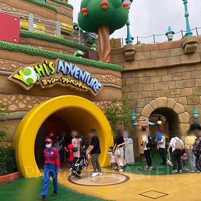 ヨッシーの背中からスーパーニンテンドーワールドを撮影（AM10:00）