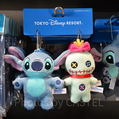 スティッチとスクランプのぬいぐるみバッジ