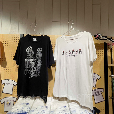 クラゲの柄や、ペンギン琉舞デザインのTシャツ
