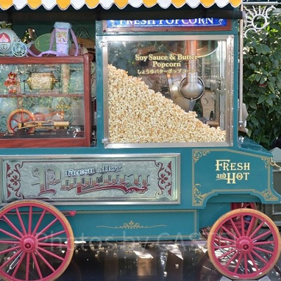 東京ディズニーランド「しょうゆバター」味ポップコーンワゴン。