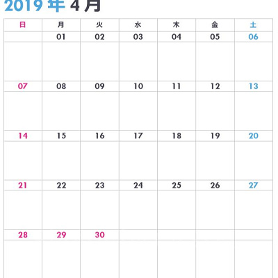 東京ディズニーシーの休止＆リハブカレンダー（2019年4月）