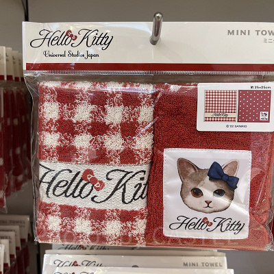 USJハローキティ/リアル猫ミニタオル