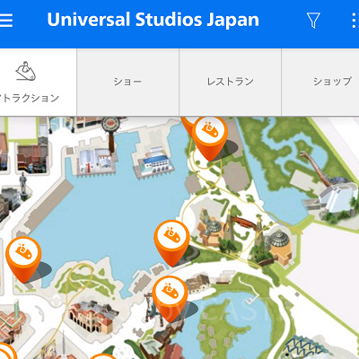 USJ公式アプリのパークマップ