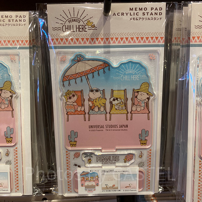 USJスヌーピー夏グッズ/メモスタンド＆メモセット
