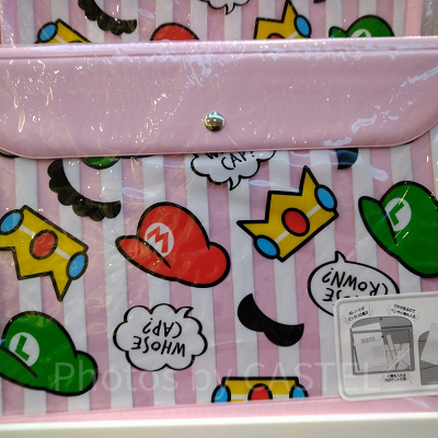 総柄×ピンクストライプ柄ステーショナリーケース