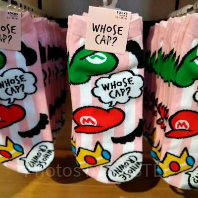 総柄✕ピンクストライプ柄ソックス