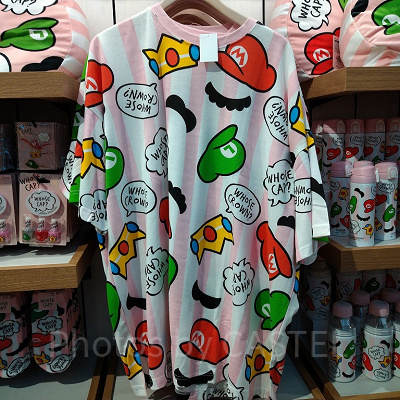 総柄✕ピンクストライプ柄ビッグTシャツ