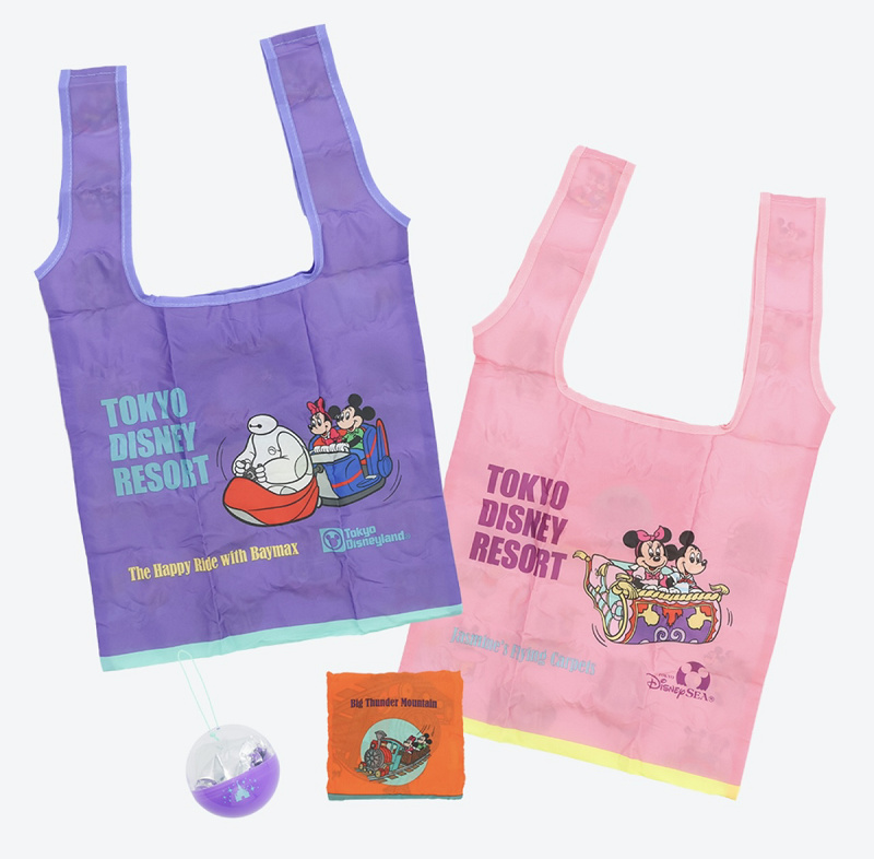 【ディズニーガチャガチャ】アトラクションモチーフエコバッグ！全4種類のデザイン、販売場所、値段を紹介！オンライン販売もあり！