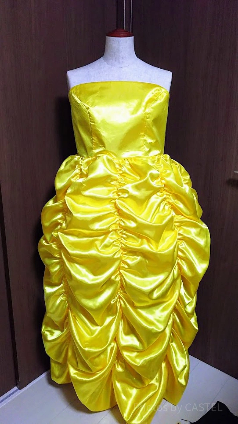 仮装　ディズニー　ベル　ドレス　パニエ、リボン付き completion-of-the-yellow-dress